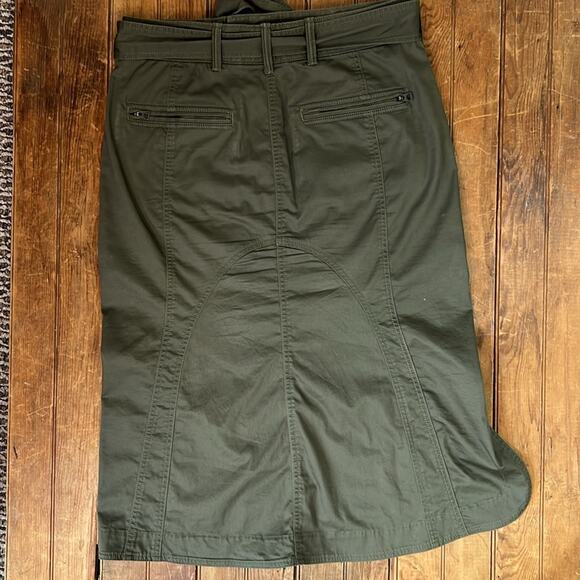 Women’s Ralph Lauren Olive Green Cotton long Midi Pencil Skirt with belt size 6 - Picture 6 of 7